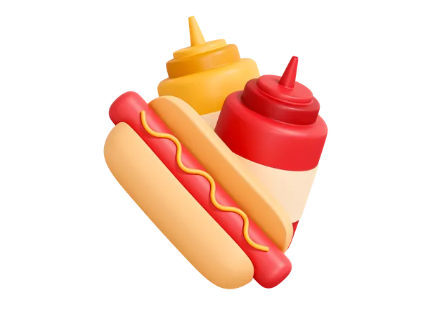 Hotdog With Ketchup  3D Icon