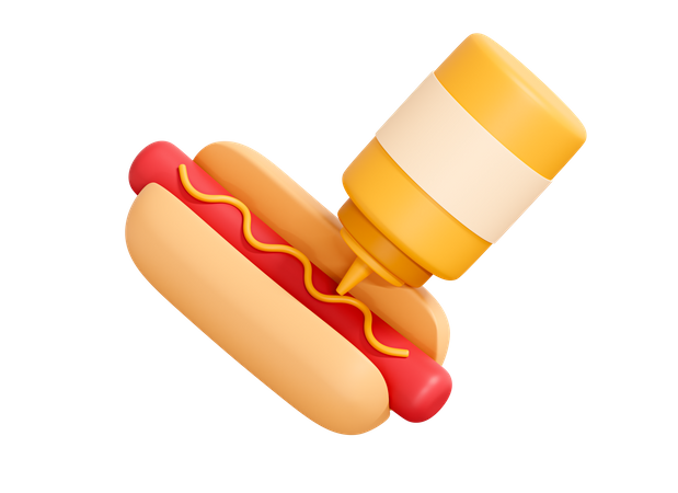 Hotdog With Mustard  3D Icon