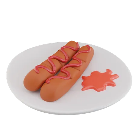 Hot dog y salsa  3D Icon