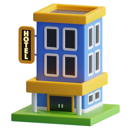 3 D Hotel Building Icon Illustrations 3D Icon