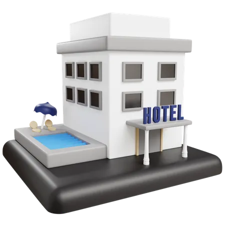 3 D Hotel With Isolated Background 3D Icon