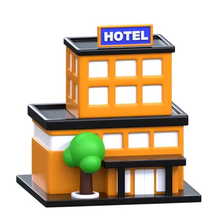 Hotel Building 3 D Hotel Service Icon 3D Icon