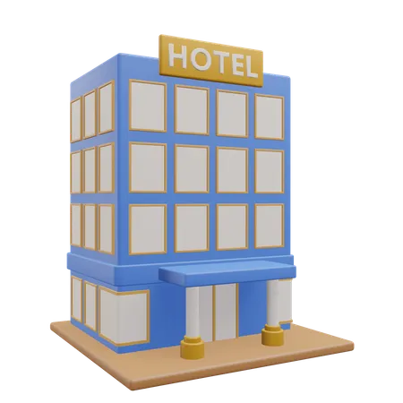 Hotel 3 D Building Illustration With Transparent 3D Icon