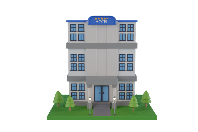 Hotel Building  3D Illustration
