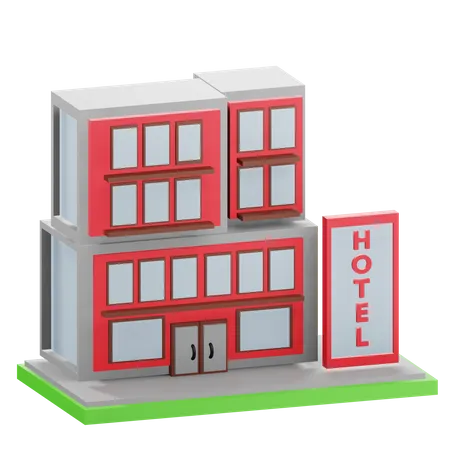 3 D Hotel Building Illustration With Transparent Background 3D Icon
