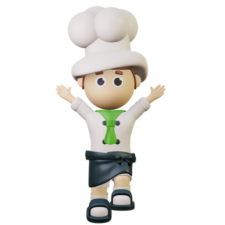 Hotel chef greeting customers  3D Illustration