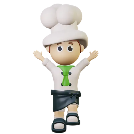 Hotel chef greeting customers  3D Illustration