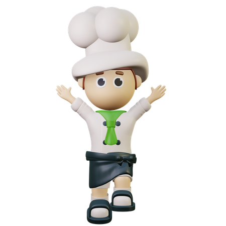 Chef del hotel saludando a los clientes  3D Illustration