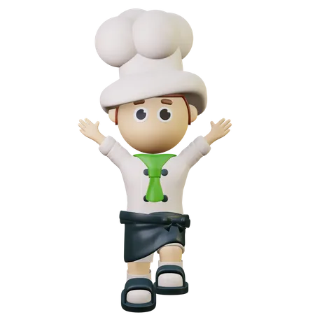 Chef del hotel saludando a los clientes  3D Illustration