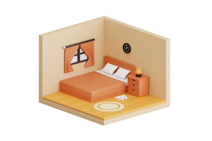 Bedroom 3 D Illustration 3 D Isometric Bedroom 3D Illustration