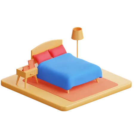 호텔 방  3D Icon