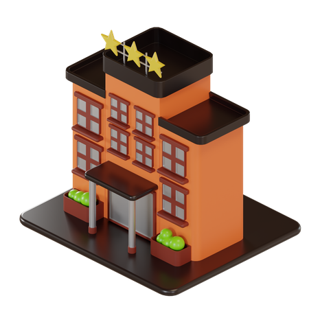 Hotel três estrelas  3D Icon