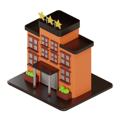 Hotel três estrelas  3D Illustration