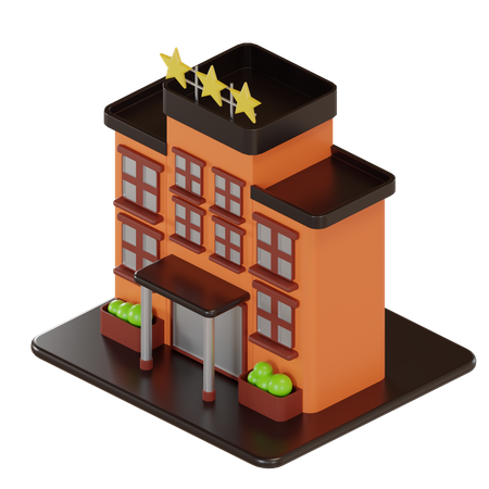 Hôtel trois étoiles  3D Illustration