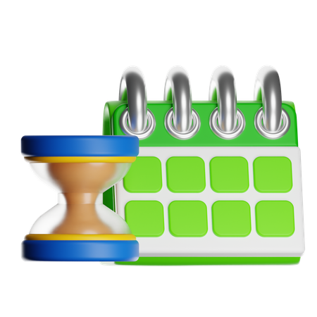 Hourglass And Calendar  3D Icon