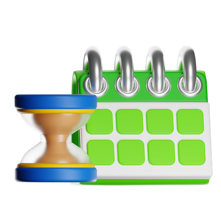 Hourglass And Calendar  3D Icon