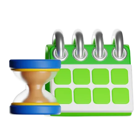 Hourglass And Calendar  3D Icon