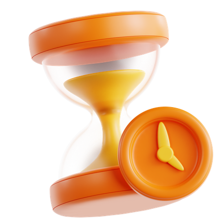 Hourglass With Clock  3D Icon