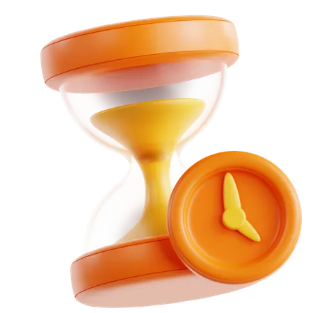 Hourglass With Clock  3D Icon