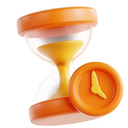 Hourglass With Clock  3D Icon