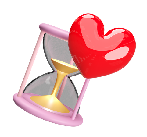 Hourglass With Heart  3D Illustration