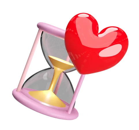 Hourglass With Heart  3D Illustration