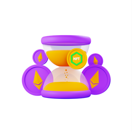Hourglass With Nft Coin  3D Icon