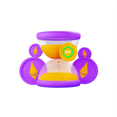 Hourglass With Nft Coin  3D Icon