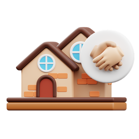 House Agreement Handshake  3D Icon