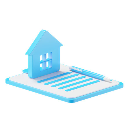 House And Contract  3D Icon