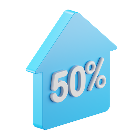 House And Discount 50  3D Icon