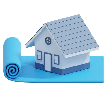 House Construction Blue Print Real Estate 3 D Icon Illustration 3D Icon