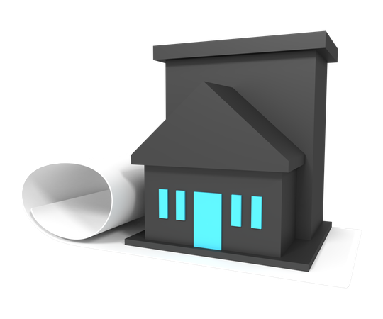 House blueprint  3D Icon