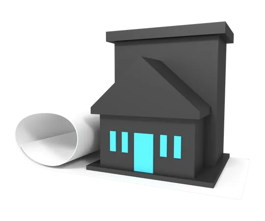 House blueprint  3D Icon