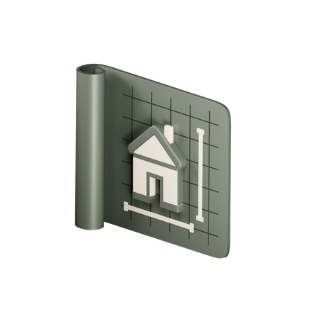 House Blueprint  3D Icon