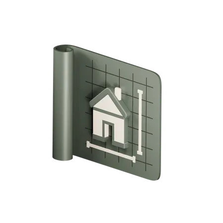 House Blueprint  3D Icon