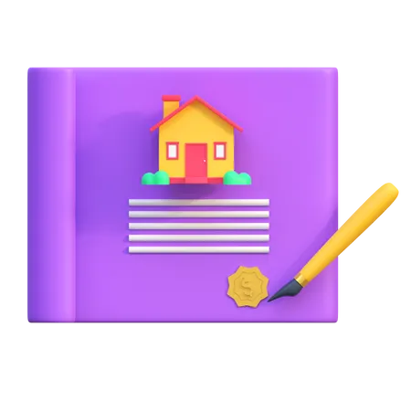 House Certificate Sign Icon Real Estate 3 D Illustration 3D Icon