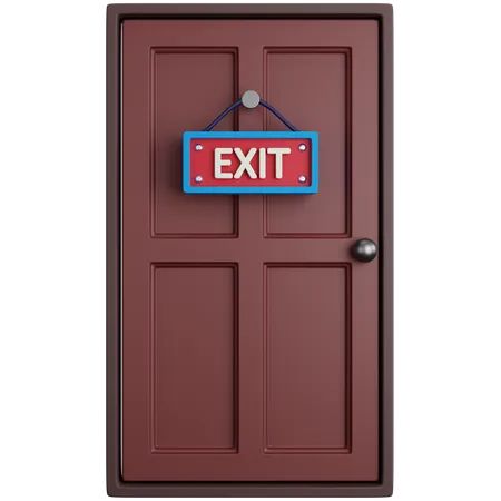 3 D Illustration House Door With Exit Hanging Board 3D Icon