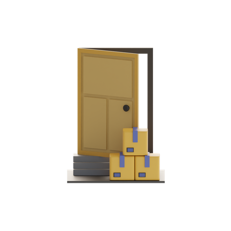 House Door With Package Box  3D Icon