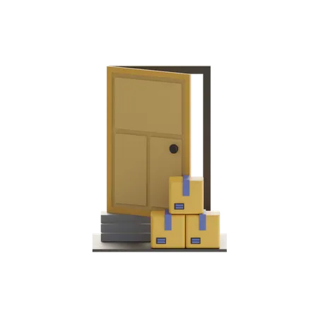 House Door With Package Box  3D Icon