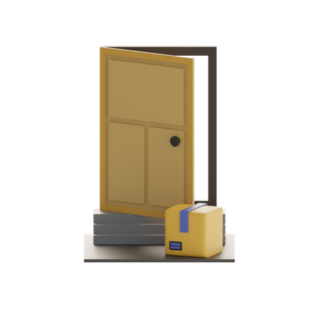 House Door With Package Box  3D Icon