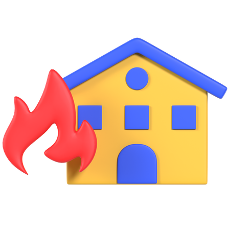 House Fire 3D Illustration