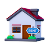 house for rent 3d logo