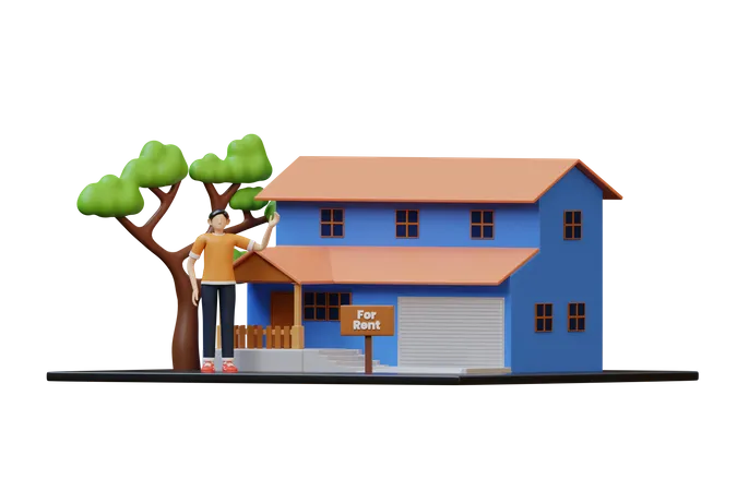 House for Rent  3D Illustration