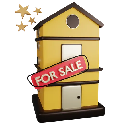House For Sale 3 D Illustration Contains PNG BLEND GLTF And OBJ Files 3D Icon