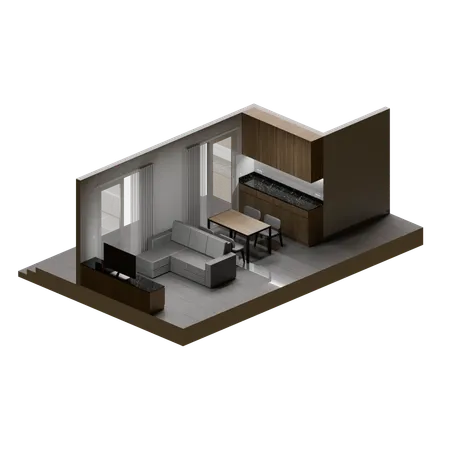 House Living Room Isometric 3 D Design Element 3D Icon
