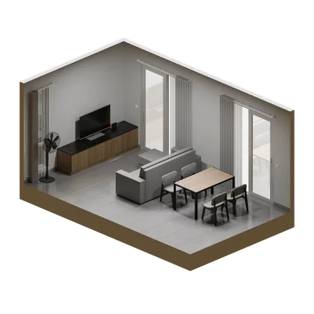 House Living Room Isometric 3 D Design Element 3D Icon