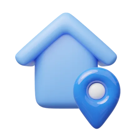 3 D Blue House Location Pin Icon Cute Home With GPS Navigator Checking Points Floating Business Investment Real Estate Mortgage Loan Concept Cartoon Icon Minimal Style 3 D Render Illustration 3D Icon