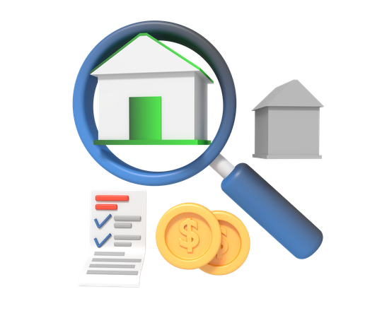 House On Giant Magnifier  3D Icon