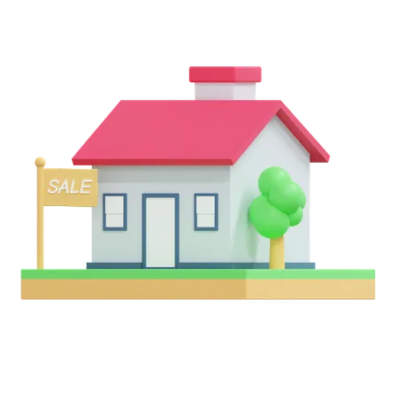 House On Sale Real Estate 3 D Icon Illustration 3D Icon